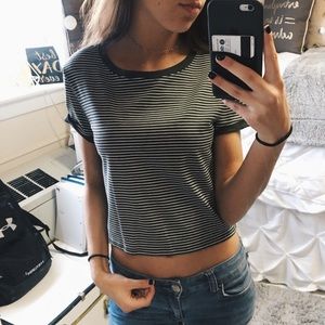Green & White Stripped Crop Top | Forever 21